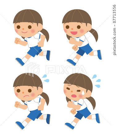 孩子們穿著運動服跑步 87713556