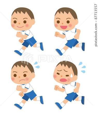 孩子們穿著運動服跑步 87713557
