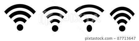 具有不同形狀的 Wi-Fi 圖標集。向量。 具有不同形狀的 Wi-Fi 圖標集。向量。 87713647