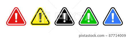 Set of warning symbol icons in different colors 87714009