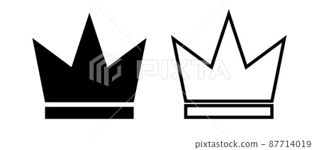單色皇冠剪影圖標集。國王和排名。向量。 87714019
