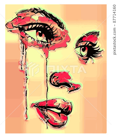 Portrait of a woman in ink painting style Portrait of a woman in ink painting style 87714160