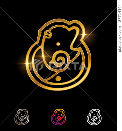 Golden Ganesha Vector Sign Golden Ganesha Vector Sign 87714544
