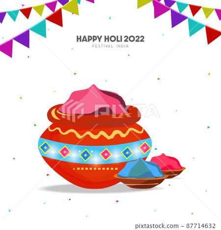 illustration of Happy Holi colorful background for festival of colors celebration in India 87714632