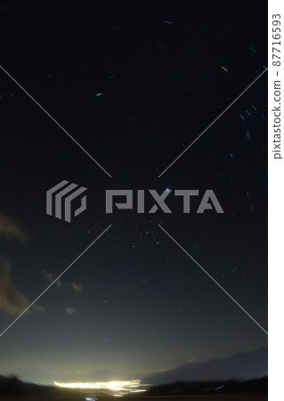 大泉町、北斗市、甲府盆地路燈和南星空（牧場公園：旋轉） 87716593