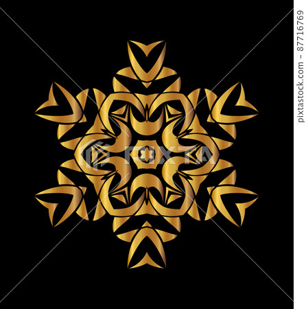 Gold mandala on black background 87716769