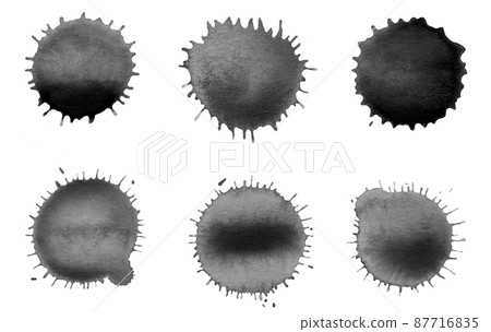 Black watercolor painted stains set. Black watercolor painted stains set. 87716835