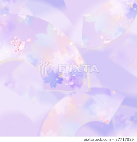 帶有櫻花和扇形圖案的紫色日本背景 帶有櫻花和扇形圖案的紫色日本背景 87717859