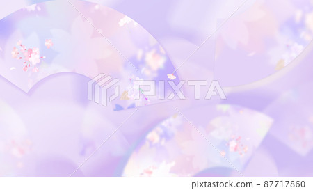帶有櫻花和扇形圖案的紫色日本背景 帶有櫻花和扇形圖案的紫色日本背景 87717860