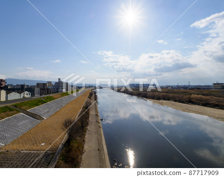 Yamato River overlooking from the top of the bridge Yamato River overlooking from the top of the bridge 87717909