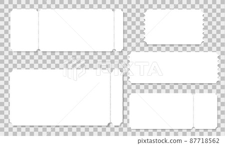 Set of ticket mockups. Collection of empty paper entry tickets for event, concert, movie, museum, festival, theater, exhibition 87718562