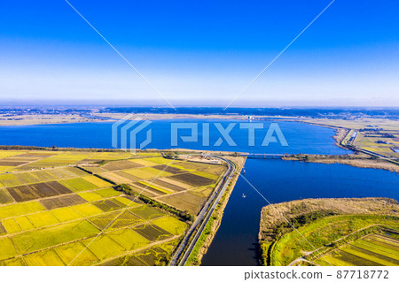 Bird's-eye view of Inba-numa (Northern Imba-numa) Chiba Prefecture 87718772