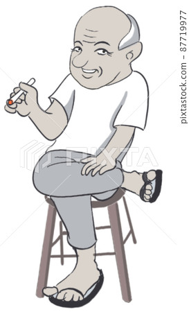 old man sitting on bench 87719977