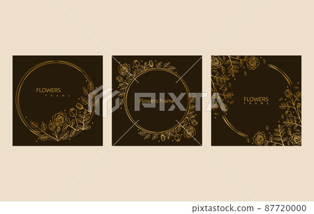 Circle Line Art Design Flower Leaf Frame Greeting Wedding Invitation Card 87720000