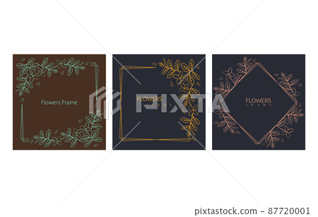 Square Line Art Design Flower Leaf Frame Greeting Wedding Invitation Card Square Line Art Design Flower Leaf Frame Greeting Wedding Invitation Card 87720001