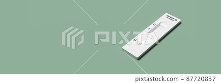 Corona virus antigen fast test. Lab card kit test for COVID-19. 3d illustration 87720837