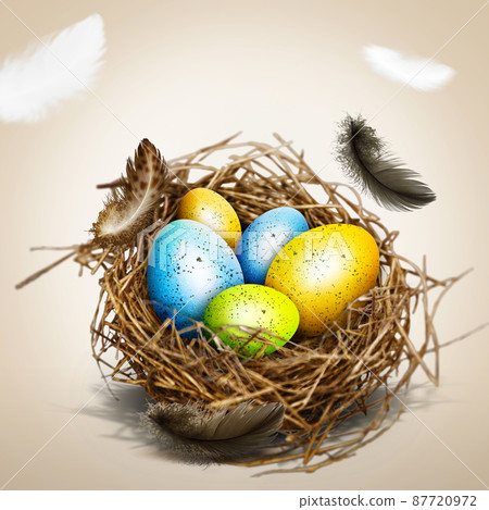 Beautiful Easter background with colorful Easter eggs 87720972