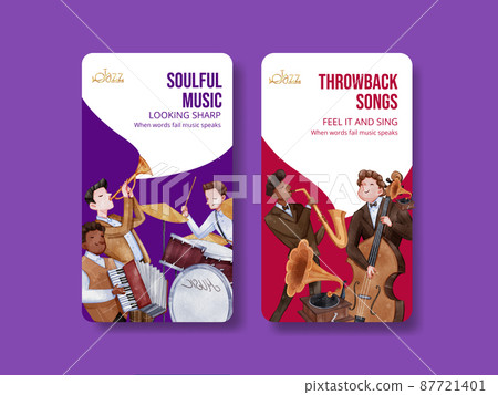Instagram template with jazz music concept,watercolor style Instagram template with jazz music concept,watercolor style 87721401