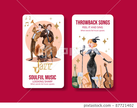 Instagram template with jazz music concept,watercolor style Instagram template with jazz music concept,watercolor style 87721402