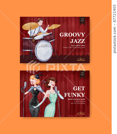 Facebook template with jazz music concept,watercolor style 87721405