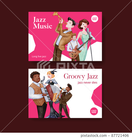 Facebook template with jazz music concept,watercolor style 87721406