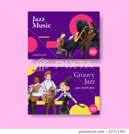 Facebook template with jazz music concept,watercolor style 87721407