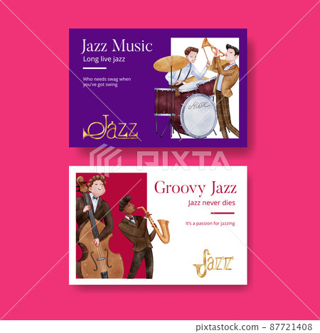 Facebook template with jazz music concept,watercolor style Facebook template with jazz music concept,watercolor style 87721408
