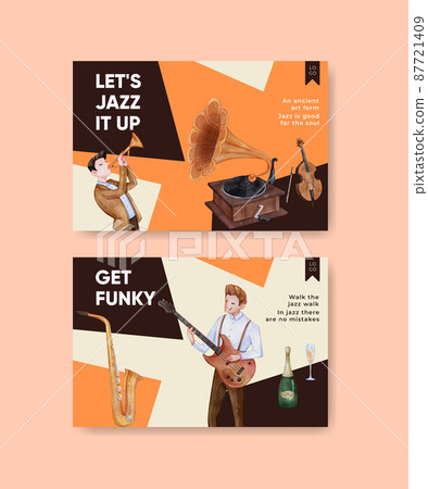 Facebook template with jazz music concept,watercolor style 87721409