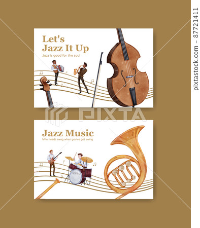 Facebook template with jazz music concept,watercolor style Facebook template with jazz music concept,watercolor style 87721411