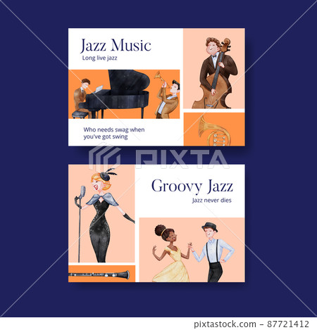 Facebook template with jazz music concept,watercolor style 87721412