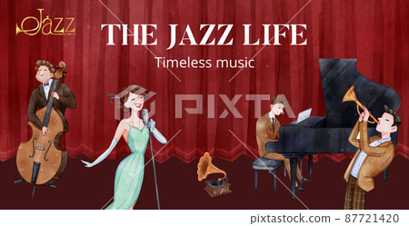 Billboard template with jazz music concept,watercolor style Billboard template with jazz music concept,watercolor style 87721420