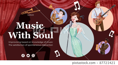 Billboard template with jazz music concept,watercolor style Billboard template with jazz music concept,watercolor style 87721421