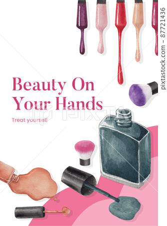 Poster template with nail salon concept,watercolor style 87721436