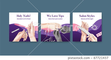 Banner template with nail salon concept,watercolor style Banner template with nail salon concept,watercolor style 87721437
