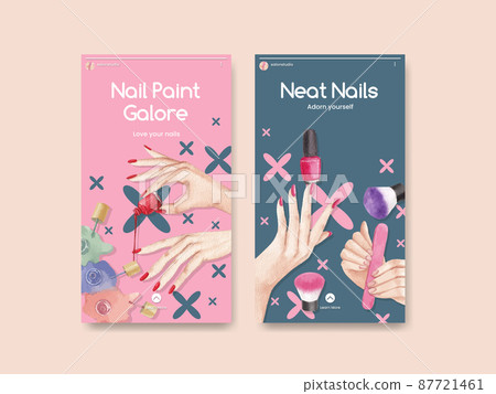 Instagram template with nail salon concept,watercolor style 87721461