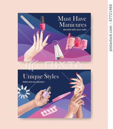 Facebook template with nail salon concept,watercolor style 87721468