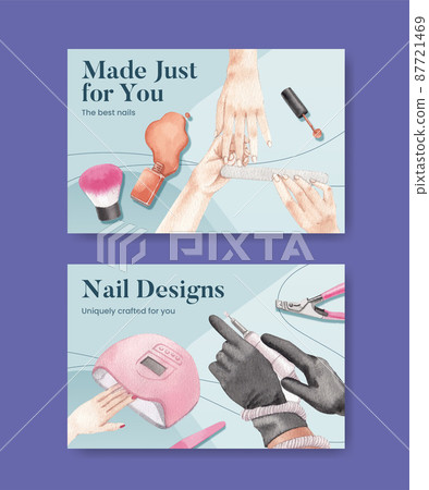 Facebook template with nail salon concept,watercolor style Facebook template with nail salon concept,watercolor style 87721469