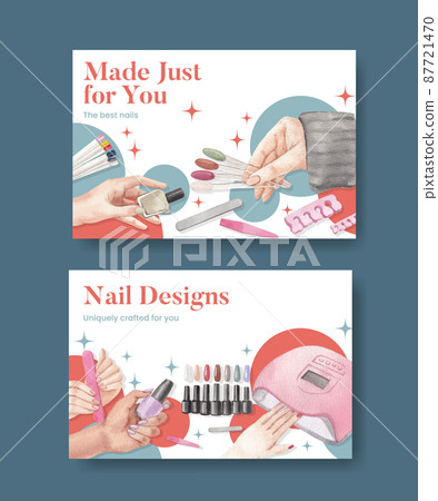 Facebook template with nail salon concept,watercolor style 87721470