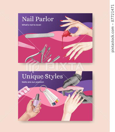 Facebook template with nail salon concept,watercolor style Facebook template with nail salon concept,watercolor style 87721471