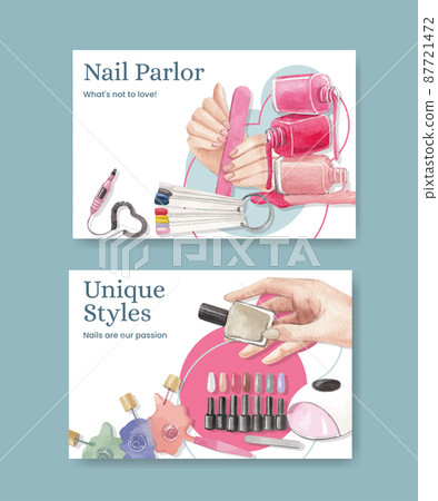 Facebook template with nail salon concept,watercolor style Facebook template with nail salon concept,watercolor style 87721472