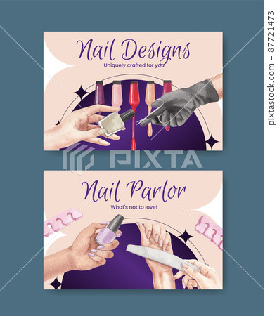 Facebook template with nail salon concept,watercolor style 87721473