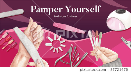 Billboard template with nail salon concept,watercolor style Billboard template with nail salon concept,watercolor style 87721476