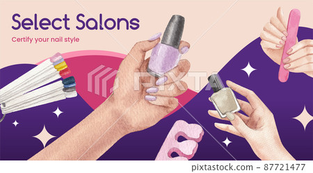 Billboard template with nail salon concept,watercolor style Billboard template with nail salon concept,watercolor style 87721477