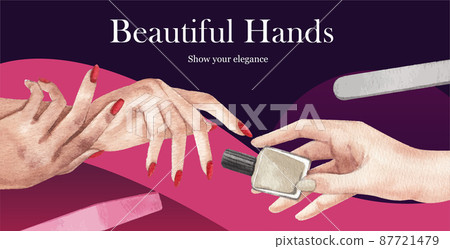 Billboard template with nail salon concept,watercolor style Billboard template with nail salon concept,watercolor style 87721479