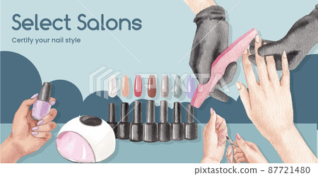 Billboard template with nail salon concept,watercolor style 87721480