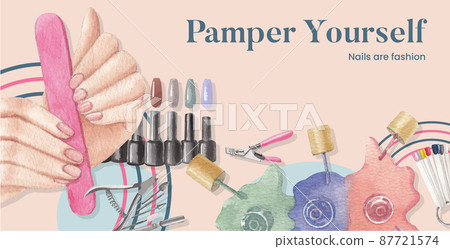 Billboard template with nail salon concept,watercolor style Billboard template with nail salon concept,watercolor style 87721574