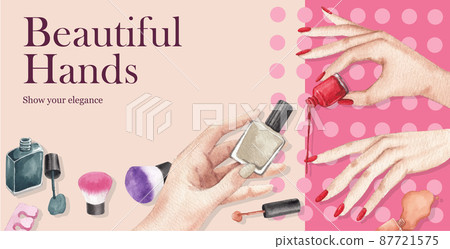 Billboard template with nail salon concept,watercolor style Billboard template with nail salon concept,watercolor style 87721575