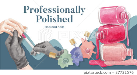 Billboard template with nail salon concept,watercolor style 87721576