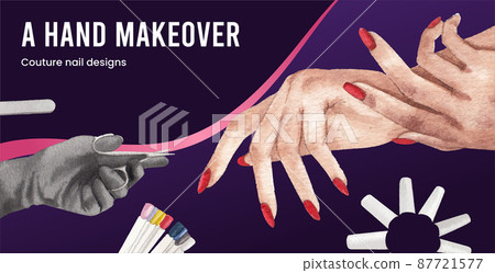 Billboard template with nail salon concept,watercolor style Billboard template with nail salon concept,watercolor style 87721577