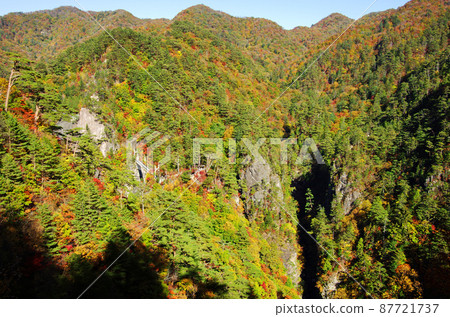 日光市川俁水壩湖周圍的秋葉山脈 日光市川俁水壩湖周圍的秋葉山脈 87721737